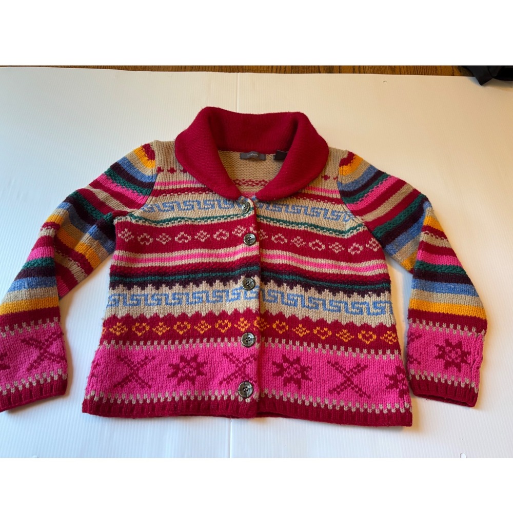 Liz Claiborne Womens Fair Isle Shawl Collar Cardigan Sweater Multi Color Knit